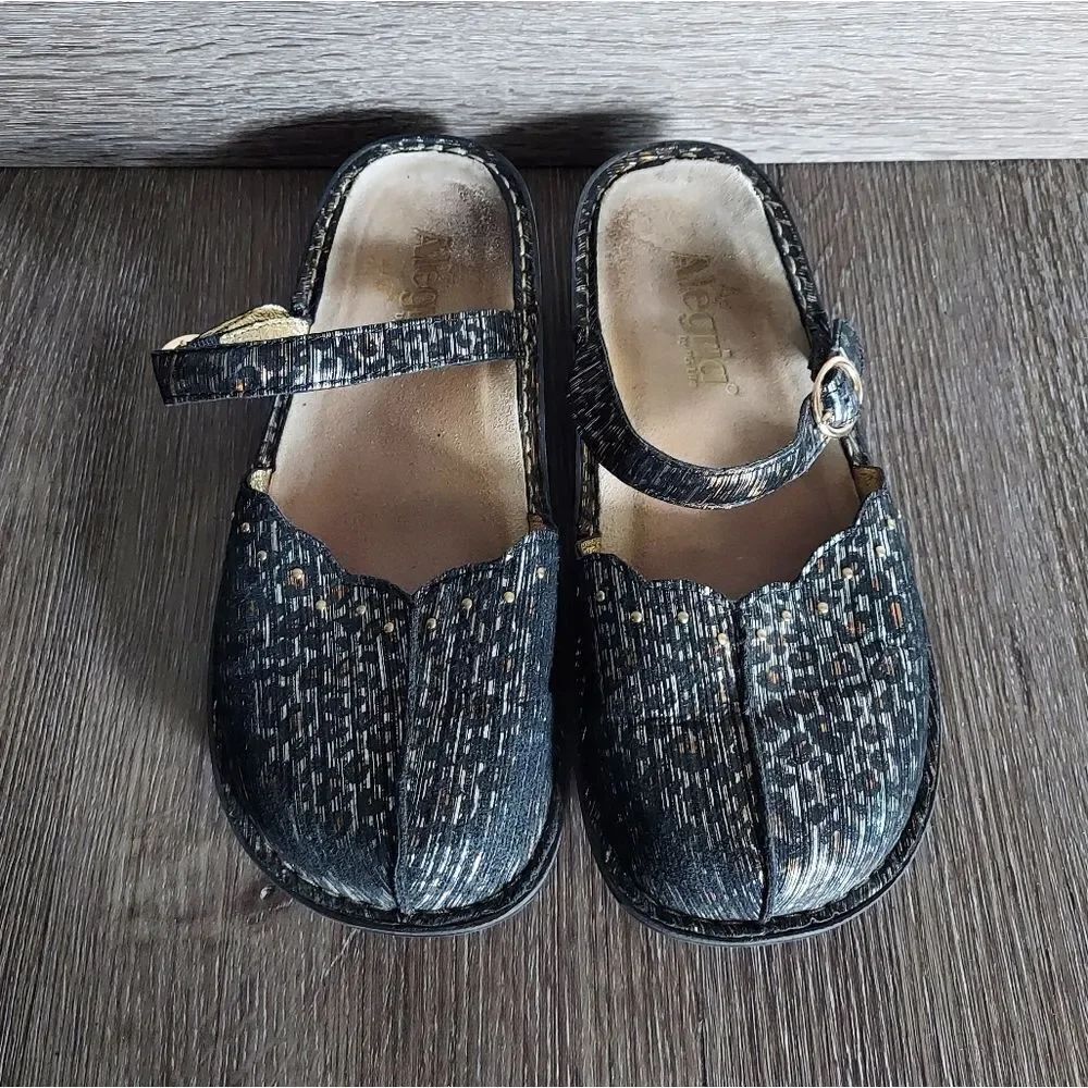 Alegria Womens Leather Mary Jane Tuscany Leopard Stripe Shoes 8-8.5 EU 38